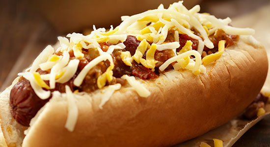 Hot dog with chili and cheese